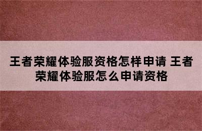 王者荣耀体验服资格怎样申请 王者荣耀体验服怎么申请资格